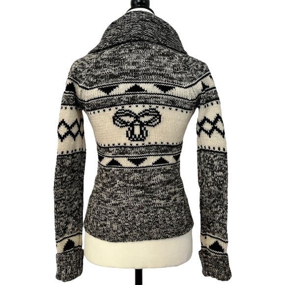 Tna cowichan black and cream lambswool knit zip up sweater - Picture 3 of 4